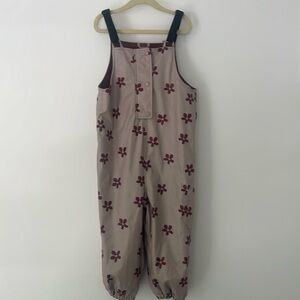 Zara girls flower print coveralls wet weather cold weather fleece lined size 4-5